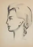 Roman Opałka, Profil kobiety, węgiel, papier kremowy