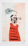 Jacek Sroka, Autoportret w stroju krakowskim, 1984, akwaforta, akwatinta barwna, papier