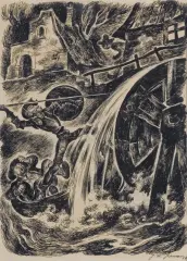 Jan Marcin Szancer, DON KICHOT I SANCHO PANSA, 1946, tusz pióro, papier kremowy