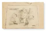Jankel Adler, Scena figuralna, monotypia, papier jasnobrunatny