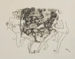 Otto Axer, Scena figuralna, 1972, tusz pióro, papier kremowy