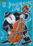 Kontrabasista by Edward Dwurnik, 2018, akryl, płótno, sold May 2022