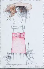Tekla by Barbara Gawdzik-Brzozowska, 2001, tusze barwne, papier, sold May 2022