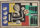 Fernand Léger, Martwa natura z popiersiem, litografia, szablon (pochoir), papier