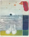 Jan Sawka, PODRÓŻ, 1974, akwaforta barwna z dwóch płyt, szablon, papier