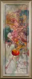 Helena Tchórzewska, Amorki, kwiaty i owoce, 1995, olej, płótno, rama drewniana malowana