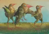 Stanisław Jerzy Suder, Z cyklu Ptaki-Cudaki, olej, płyta