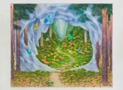 Jacek Yerka, Grzybobranie, 2022, kredki, ołówek, karton