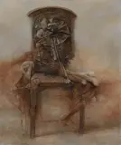 BEZ TYTUŁU by Zdzisław Beksiński, 1988, olej, płyta pilśniowa, sold Apr 2022