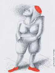 Henryk Waniek, BEZ TYTUŁU, długopis, akwarela, papier