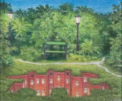 Jacek Yerka, LATO W MIEŚCIE II, 2004, kredki, ołówek, papier
