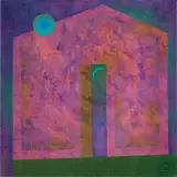 Serge Vasilendiuc, LONELY HOUSE ON A CLIFF, 2020, olej, płótno