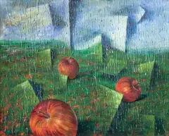 DESZCZOWA ROZMOWA by Maria Kucia-Albin, olej, płótno, sold Apr 2022