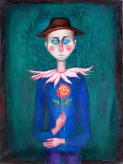 Krystyna Brzechwa, Pierrot, 1981, olej, płótno