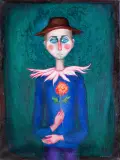 Krystyna Brzechwa, Pierrot, 1981, olej, płótno