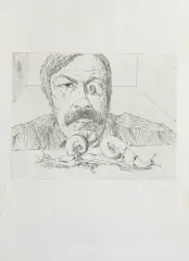 Günter Grass, AUTOPORTRET ZE ŚLIMAKAMI, 1972, akwaforta, papier