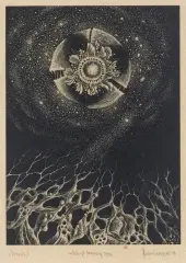 Genesis II by Jerzy Znamierowski, 1979, metaloryt trawiony, papier, sold Mar 2022