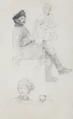 Józef Brandt, POSTAĆ W STROJU SZLACHECKIM, ok. 1870, ołówek, papier
