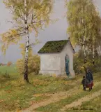 Józef Rapacki, PRZY LEŚNEJ KAPLICZCE, 1928, olej, płótno