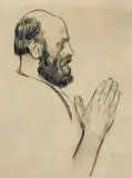Józef Mehoffer, MODLITWA JANA WOJNARSKIEGO, kredka, papier żeberkowy