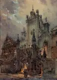 KATEDRA ŚW. JANA W WARSZAWIE by Władysław Chmieliński, przed 1939, akwarela, gwasz, kredka, papier, sold Mar 2022