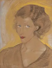 Stanisław Ignacy Witkiewicz, PORTRET KOBIETY, 1 IV 1933, pastel, papier naklejony na tekturę