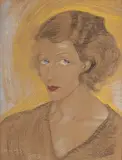 Stanisław Ignacy Witkiewicz, PORTRET KOBIETY, 1 IV 1933, pastel, papier naklejony na tekturę