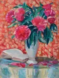 Wojciech Weiss, PEONIE, olej, tektura