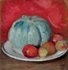 MARTWA NATURA Z MELONEM by Wojciech Weiss, 1935, olej, płótno, offered Mar 2022