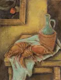 Jankel Adler, MARTWA NATURA Z LANGUSTAMI, 1929-1930, olej, płótno