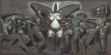 Franciszek Starowieyski, CHAOS, OCZEKIWANIE POTOMKA..., 1995, pastel, węgiel, sepia, płótno gruntowane