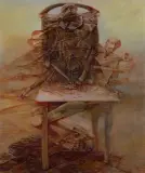 BEZ TYTUŁU by Zdzisław Beksiński, 1988, olej, płyta pilśniowa, sold Mar 2022