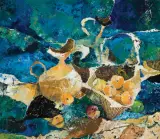 Ryszard Zajac, MARTWA NATURA NIEBIESKA, 1970, olej, płótno