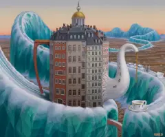 Jacek Yerka, ICE TEA, 2020, akryl, płótno