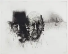 Marek Bimer, Kompozycja I, 1976, akwaforta, sucha igła, papier