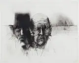 Marek Bimer, Kompozycja I, 1976, akwaforta, sucha igła, papier