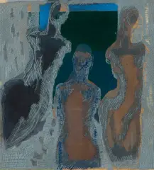 Halina Chrostowska, Trzy figury, 1983, technika własna, papier