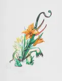 Z cyklu "Surrealistyczne kwiaty" by Salvador Dalí, 1972, heliograwiura, papier z suchą pieczęcią Arches, sold Mar 2022
