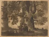 Edward Kuczyński, Drzewa, 1953, akwaforta, akwatinta, papier