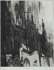 Katedra by Tadeusz Michał Siara, 1981, akwaforta, papier, offered Mar 2022