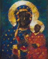 Waldemar Świerzy, MATKA BOSKA CZĘSTOCHOWSKA, tempera, papier