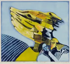 Czesław Wiącek, "Uciszcie krzyk...", 1977, linoryt barwny, papier