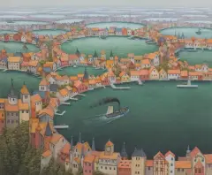 Jacek Yerka, Piana, 2021, pastel, papier naklejony na tekturę