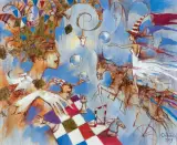 Eugeniusz Ochonko, LA VICTORIA II, 2019, olej, akryl, płatki złota, płótno
