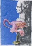 Jan Lebensztejn, Kompozycja z flamingiem, litografia barwna, papier