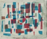 Tadeusz Lapinski, CZERWONY MŁYN, 1958, autolitografia barwna, papier