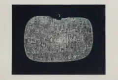 Lucjan Mianowski, PEJZAŻ KSIĘŻYCOWY, 1989, litografia barwna, papier