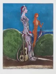 Konrad Srzednicki, Romantyka, 1974, akwaforta, akwatinta barwna, papier
