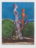Konrad Srzednicki, Romantyka, 1974, akwaforta, akwatinta barwna, papier