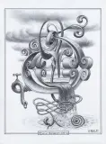 GĄSZCZ KALIGRAFICZNY – Q by Jacek Yerka, 2021, ołówek, karton, sold Jan 2022